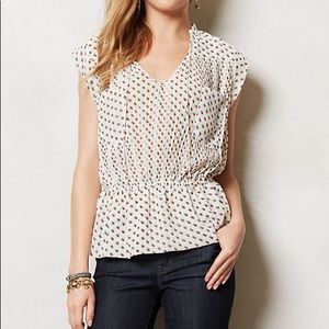 Anthropologie Isani Polka Dot Peplum Blouse